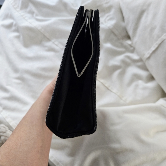 Vintage Elan Black Mesh Sparkle Handbag Clutch with Chain - Picture 15 of 16
